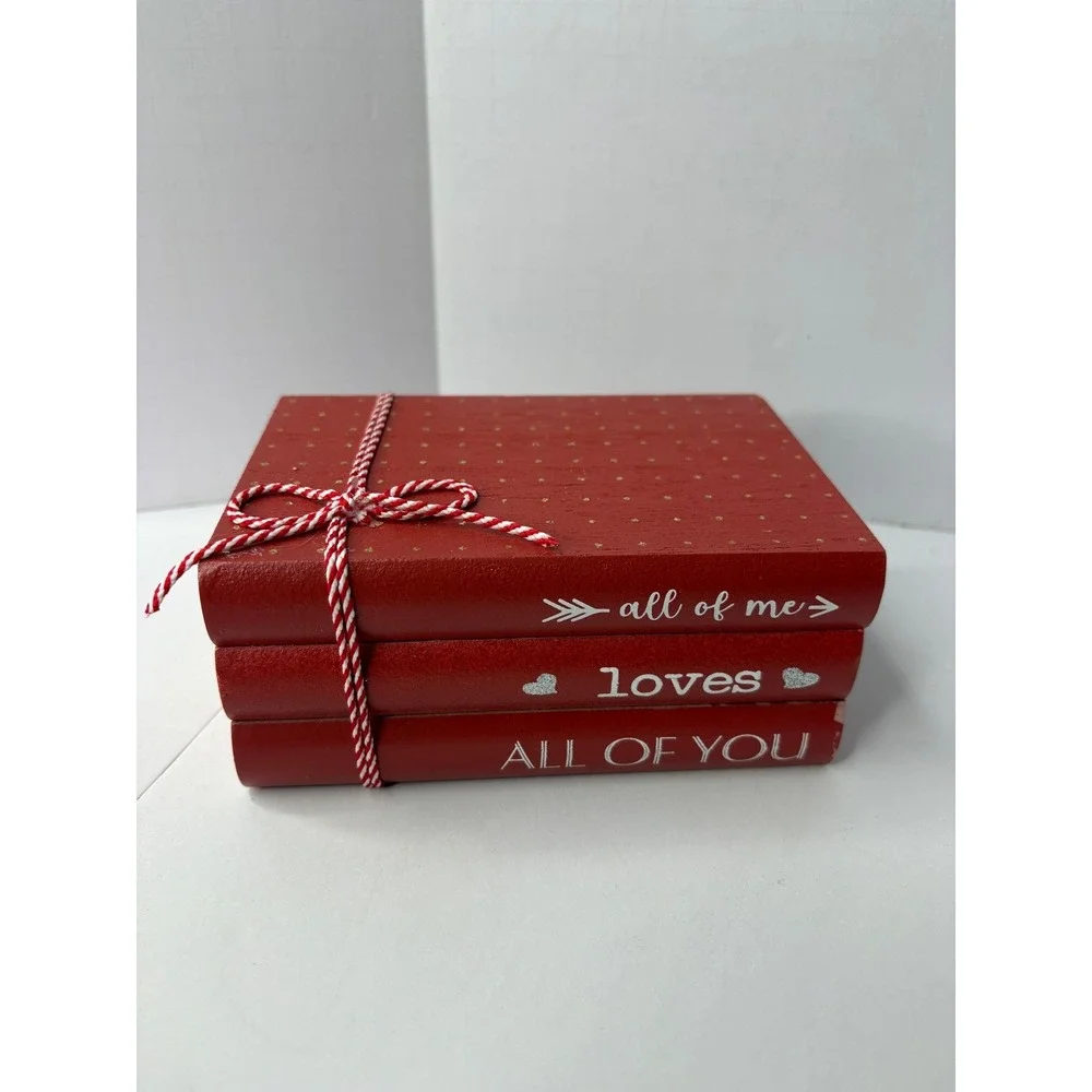 Valentine's Day Decor Bundle Pink Cherub Bow Candle Holder XO Sign Book Stack‎